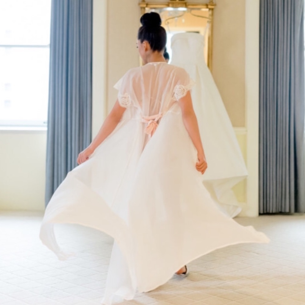 Sheer, silk, lace robe